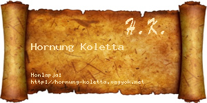Hornung Koletta névjegykártya